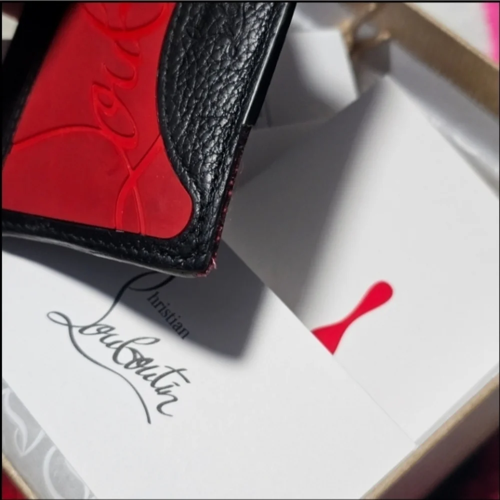 Christian Louboutin Red & Black Leather Card Holder